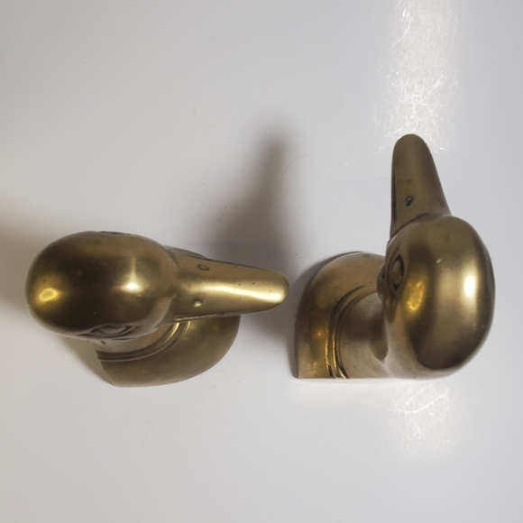 VINTAGE Solid Brass Mallard Duck Bookends / Brass Metal Duck Bookends by Leonard - Picture 6 of 15